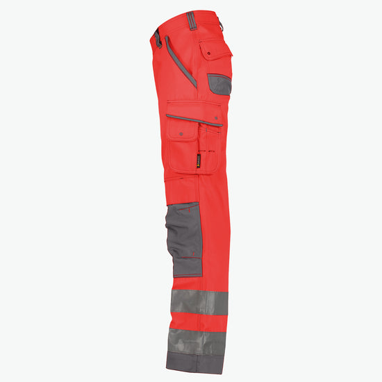Dassy Chicago Hogezichtbaarheidsbroek met kniezakken - Fluorood/Cementgrijs Werkbroek Hivis Dassy