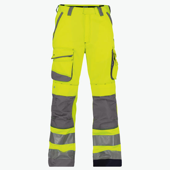 Dassy Chicago Hogezichtbaarheidsbroek met kniezakken - Fluogeel/Cementgrijs Werkbroek HiVis Dassy