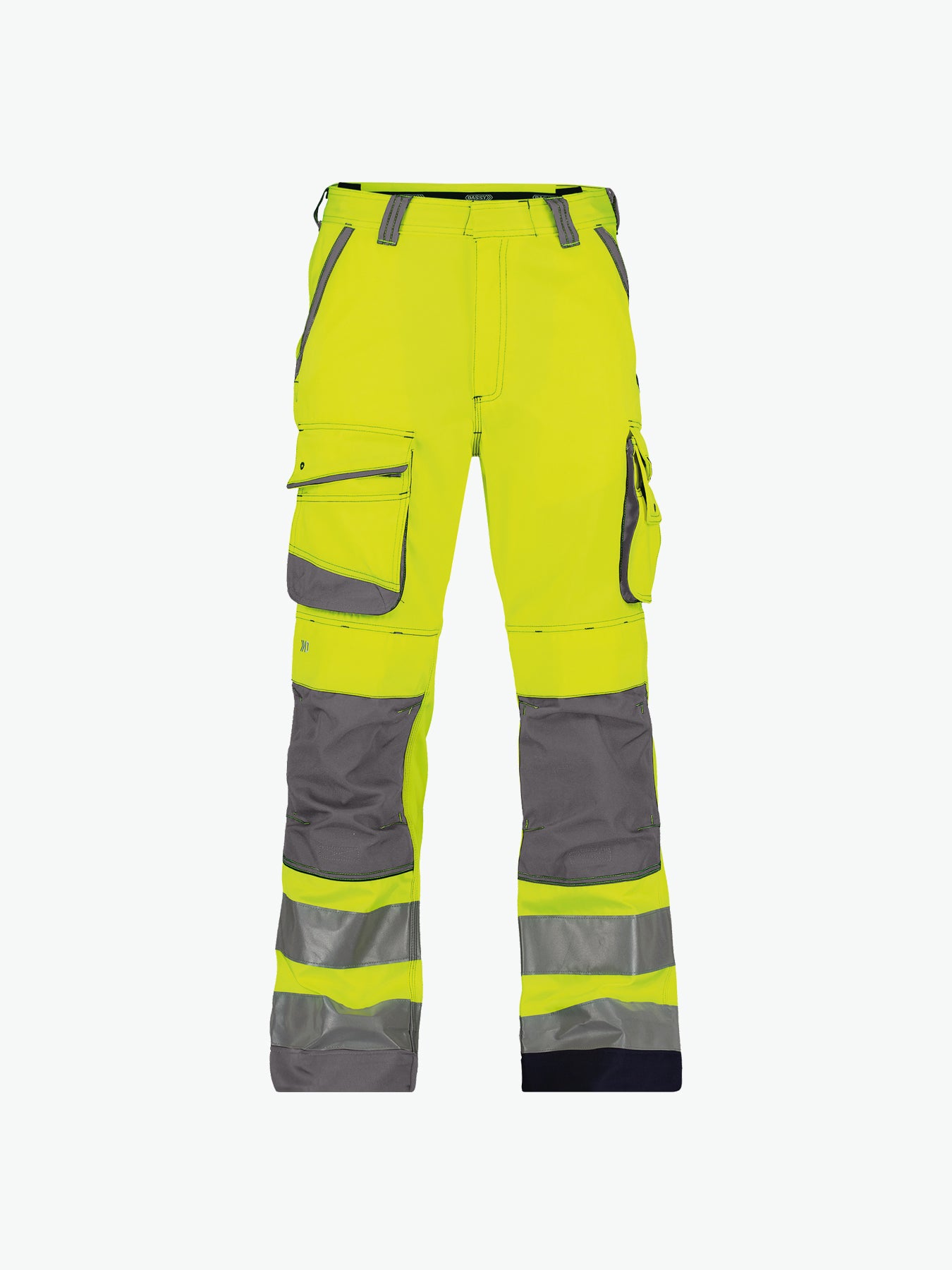 Dassy Chicago Hogezichtbaarheidsbroek met kniezakken - Fluogeel/Cementgrijs Werkbroek HiVis Dassy