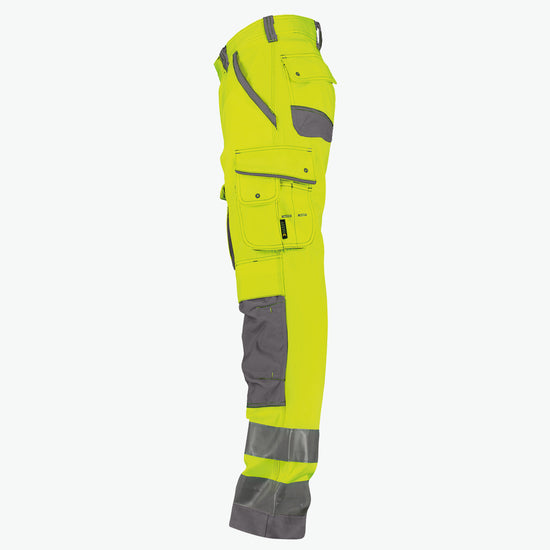 Dassy Chicago Hogezichtbaarheidsbroek met kniezakken - Fluogeel/Cementgrijs Werkbroek HiVis Dassy