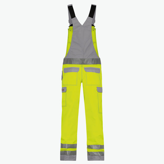 Dassy Colombia Multinorm hogezichtbaarheidsbretelbroek met kniezakken - Fluogeel/Grafietgrijs Werkbroek Dassy
