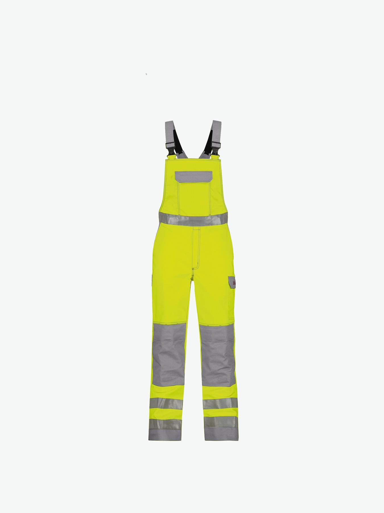 Dassy Colombia Multinorm hogezichtbaarheidsbretelbroek met kniezakken - Fluogeel/Grafietgrijs Werkbroek Dassy