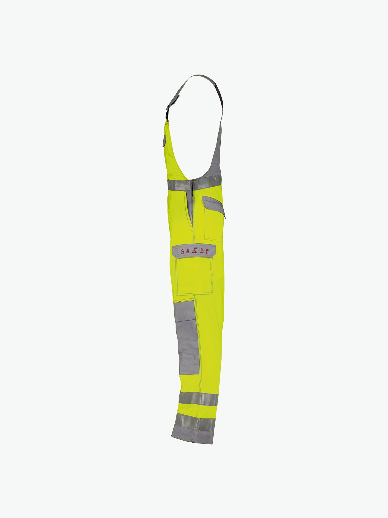 Dassy Colombia Multinorm hogezichtbaarheidsbretelbroek met kniezakken - Fluogeel/Grafietgrijs Werkbroek Dassy