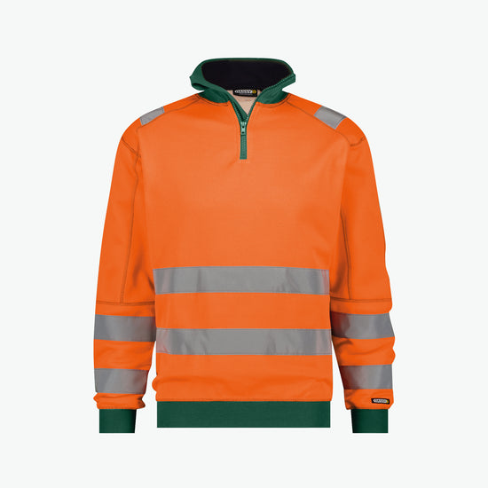 Dassy Denver Hogezichtbaarheidssweater - Fluo-Oranje/Flessengroen Werksweater HiVis Dassy