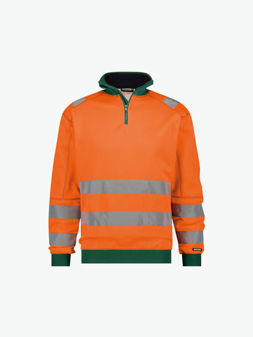 Dassy Denver Hogezichtbaarheidssweater - Fluo-Oranje/Flessengroen Werksweater HiVis Dassy