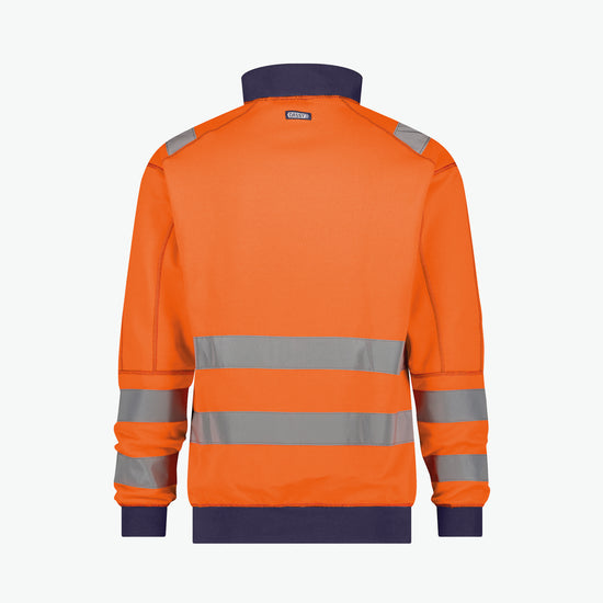 Dassy Denver Hogezichtbaarheidssweater - Fluo-Oranje/Marineblauw Werksweater HiVis Dassy