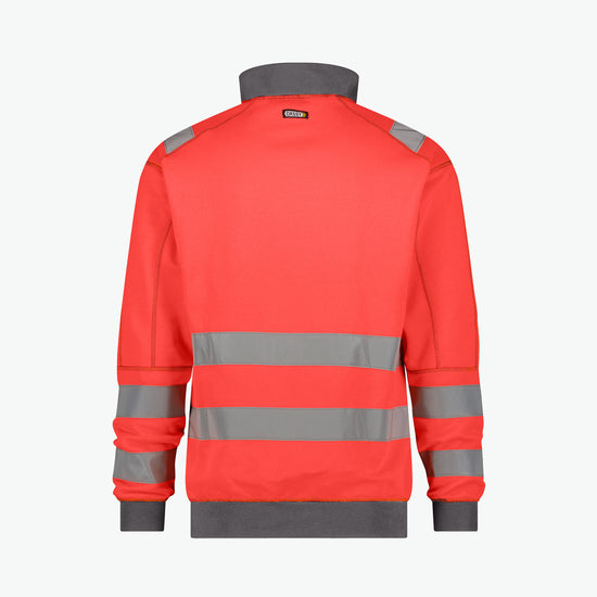 Dassy Denver Hogezichtbaarheidssweater - Fluorood/Cementgrijs Werksweater HiVis Dassy