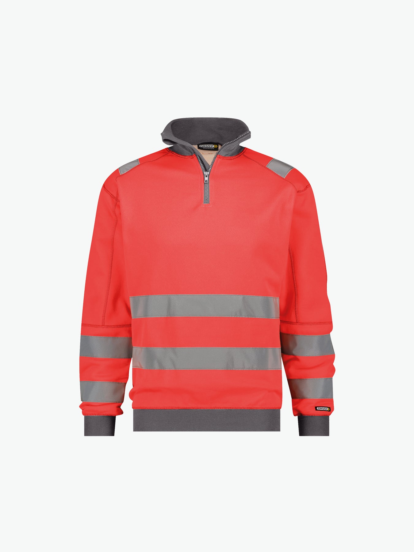 Dassy Denver Hogezichtbaarheidssweater - Fluorood/Cementgrijs Werksweater HiVis Dassy