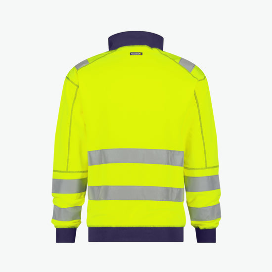 Dassy Denver Hogezichtbaarheidssweater - Fluogeel/Marineblauw Werksweater HiVis Dassy