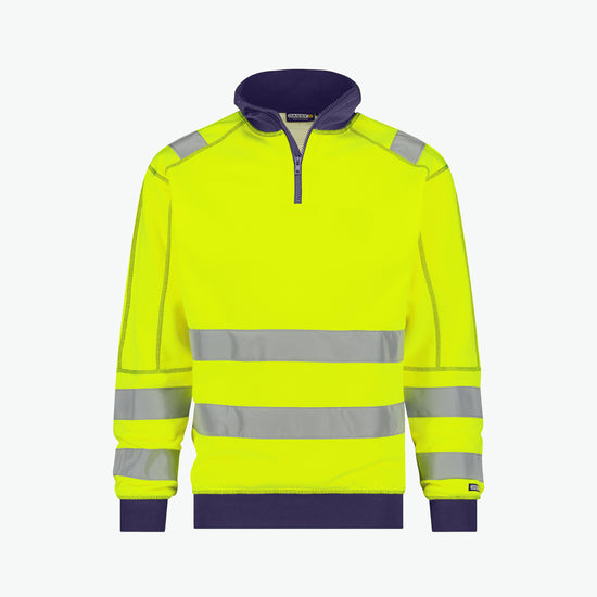 Dassy Denver Hogezichtbaarheidssweater - Fluogeel/Marineblauw Werksweater HiVis Dassy