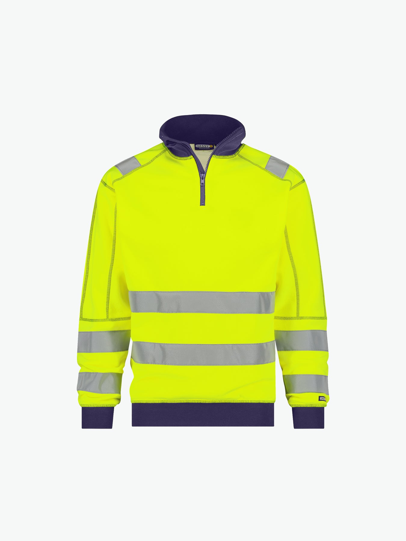 Dassy Denver Hogezichtbaarheidssweater - Fluogeel/Marineblauw Werksweater HiVis Dassy