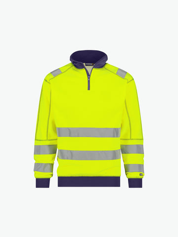Dassy Denver Hogezichtbaarheidssweater - Fluogeel/Marineblauw Werksweater HiVis Dassy