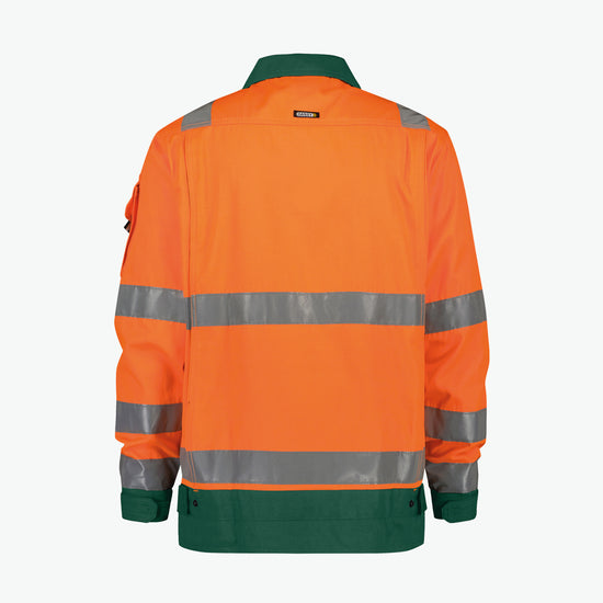 Dassy Dusseldorf Hogezichtbaarheidsvest - Fluo-Oranje/Flessengroen Werkvest HiVis Dassy