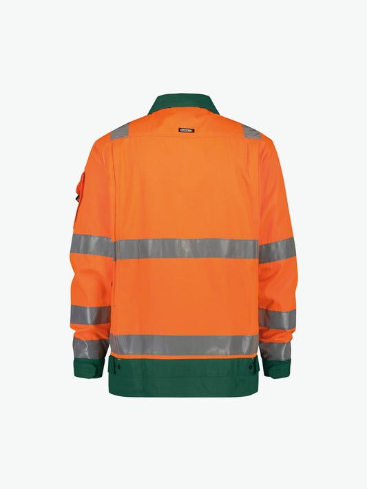 Dassy Dusseldorf Hogezichtbaarheidsvest - Fluo-Oranje/Flessengroen Werkvest HiVis Dassy