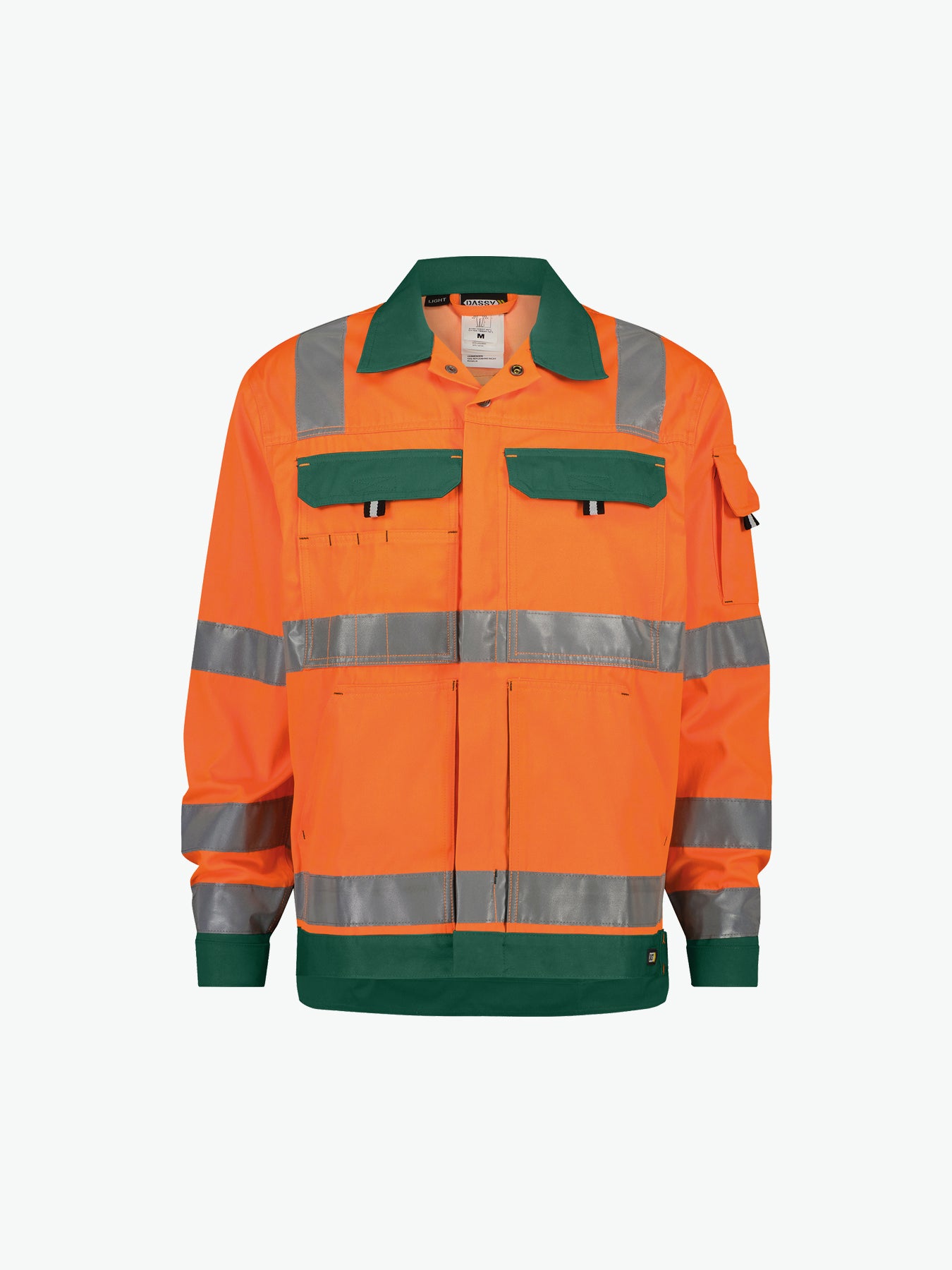 Dassy Dusseldorf Hogezichtbaarheidsvest - Fluo-Oranje/Flessengroen Werkvest HiVis Dassy