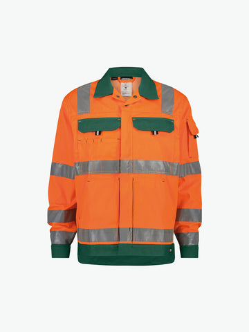 Dassy Dusseldorf Hogezichtbaarheidsvest - Fluo-Oranje/Flessengroen Werkvest HiVis Dassy