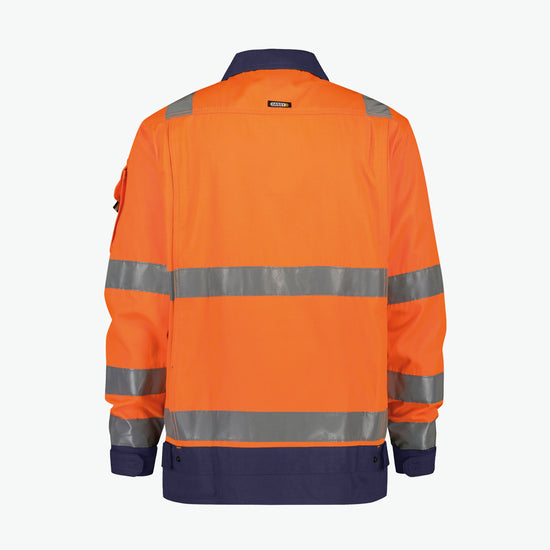 Dassy Dusseldorf Hogezichtbaarheidsvest - Fluo-Oranje/Marineblauw Werkvest HiVis Dassy