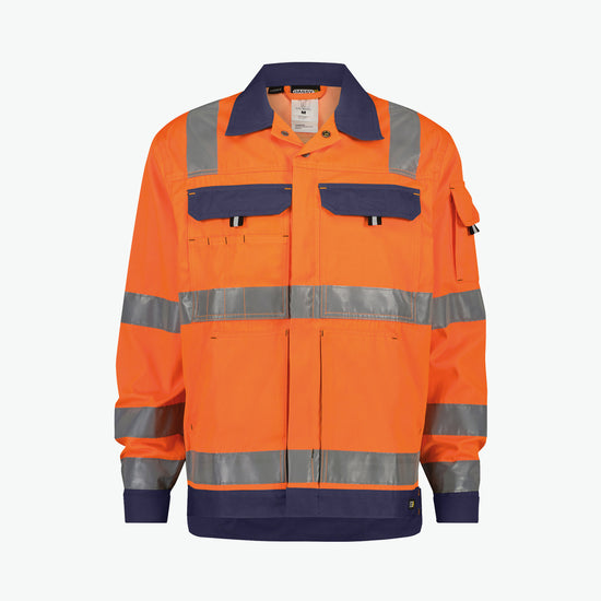 Dassy Dusseldorf Hogezichtbaarheidsvest - Fluo-Oranje/Marineblauw Werkvest HiVis Dassy