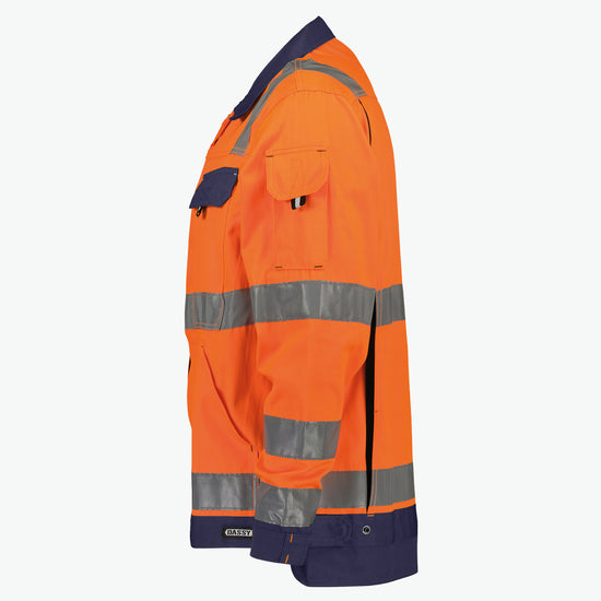 Dassy Dusseldorf Hogezichtbaarheidsvest - Fluo-Oranje/Marineblauw Werkvest HiVis Dassy