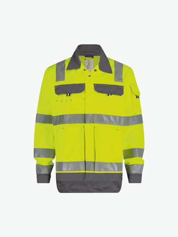 Dassy Dusseldorf Hogezichtbaarheidsvest - Fluogeel/Cementgrijs Werkvest HiVis Dassy