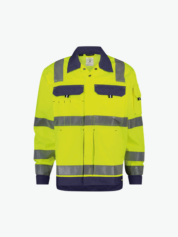 Dassy Dusseldorf Hogezichtbaarheidsvest - Fluogeel/Marineblauw Werkvest HiVis Dassy