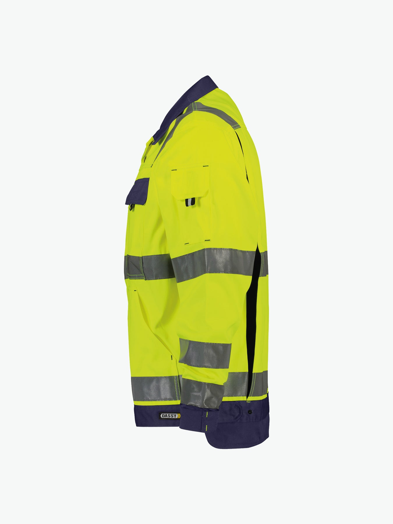 Dassy Dusseldorf Hogezichtbaarheidsvest - Fluogeel/Marineblauw Werkvest HiVis Dassy