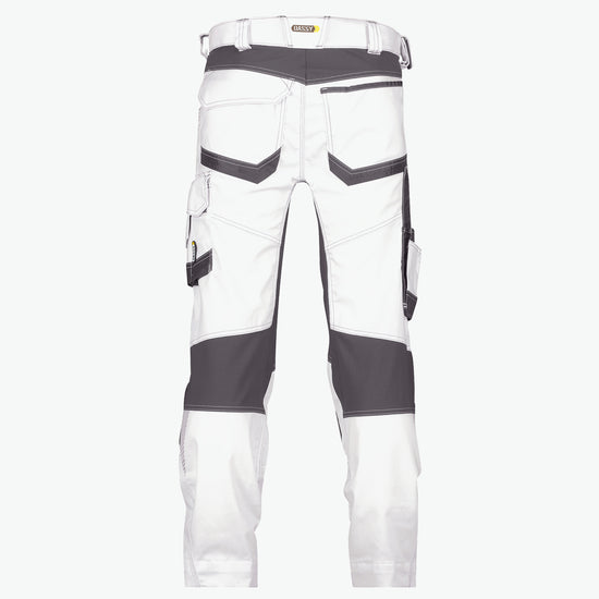 Dassy Dynax Painters Schildersbroek met stretch en kniezakken - Wit/Antracietgrijs Werkbroek Dassy