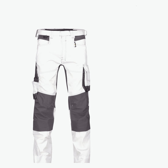 Dassy Dynax Painters Schildersbroek met stretch en kniezakken - Wit/Antracietgrijs Werkbroek Dassy