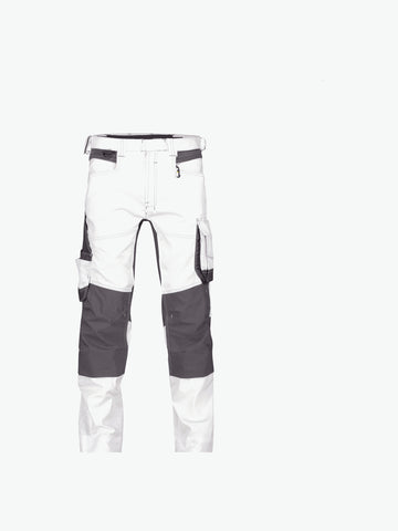 Dassy Dynax Painters Schildersbroek met stretch en kniezakken - Wit/Antracietgrijs Werkbroek Dassy