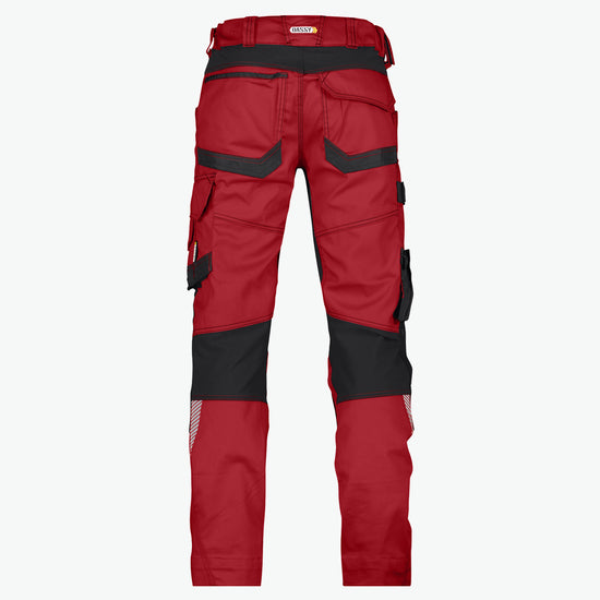 Dassy Dynax Women Werkbroek met stretch en kniezakken voor dames - Rood/Zwart Werkbroek Dames Dassy