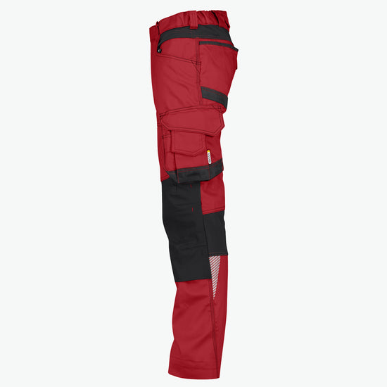 Dassy Dynax Women Werkbroek met stretch en kniezakken voor dames - Rood/Zwart Werkbroek Dames Dassy