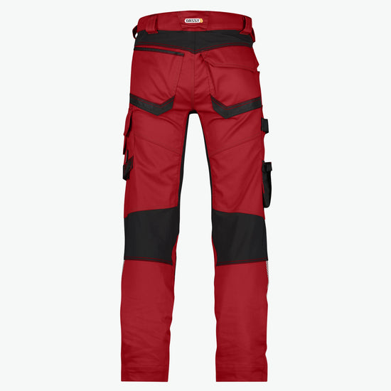 Dassy Dynax Werkbroek met stretch en kniezakken - Rood/Zwart Werkbroek Dassy