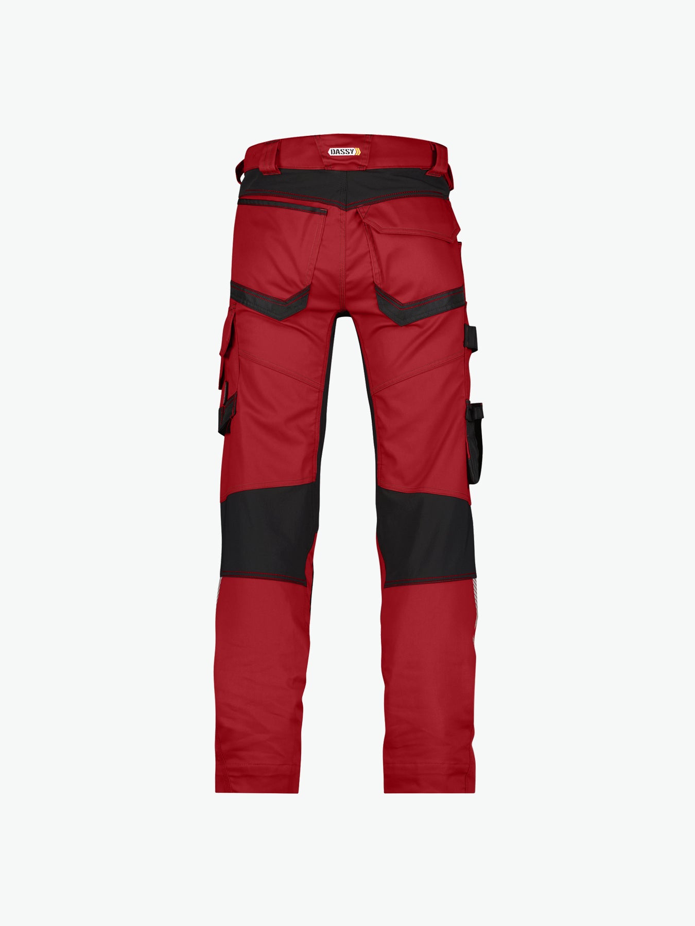 Dassy Dynax Werkbroek met stretch en kniezakken - Rood/Zwart Werkbroek Dassy