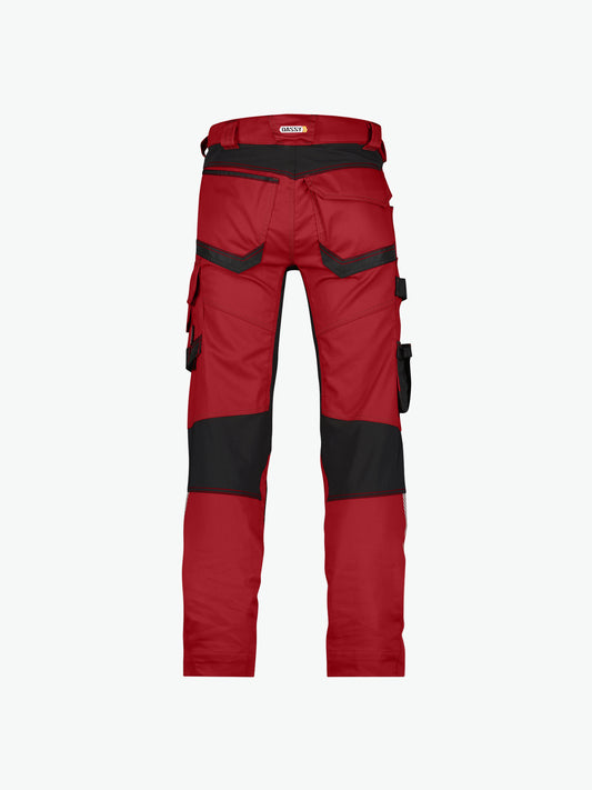 Dassy Dynax Werkbroek met stretch en kniezakken - Rood/Zwart Werkbroek Dassy