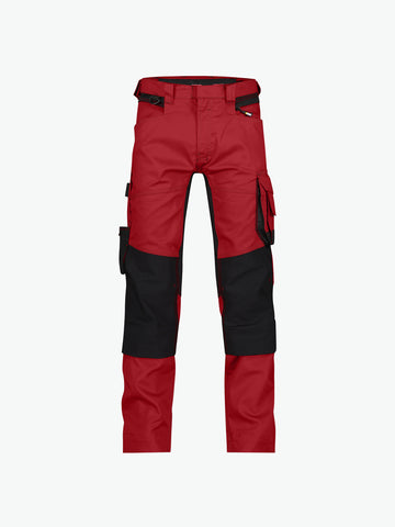Dassy Dynax Werkbroek met stretch en kniezakken - Rood/Zwart Werkbroek Dassy