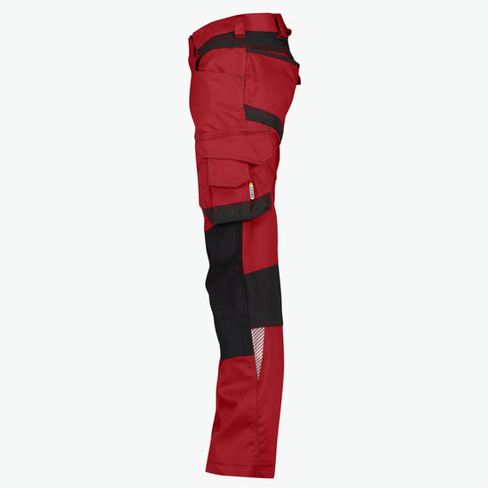 Dassy Dynax Werkbroek met stretch en kniezakken - Rood/Zwart Werkbroek Dassy