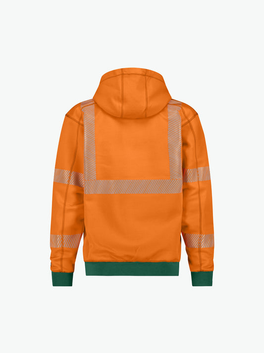 Dassy Evans Hogezichtbaarheidshoodie - Fluo-Oranje/Flessengroen Werkjas HiVis Dassy