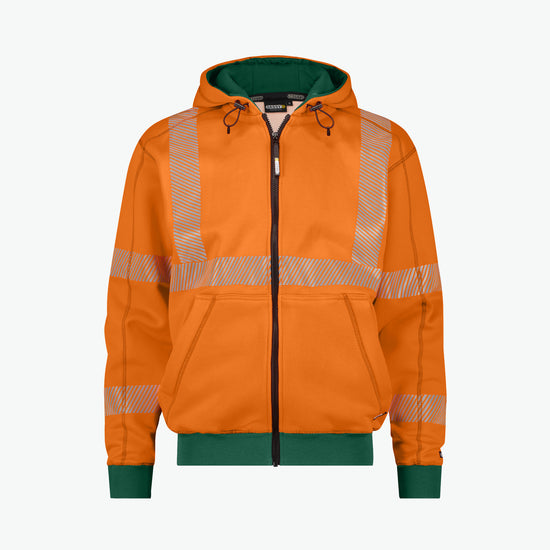 Dassy Evans Hogezichtbaarheidshoodie - Fluo-Oranje/Flessengroen Werkjas HiVis Dassy
