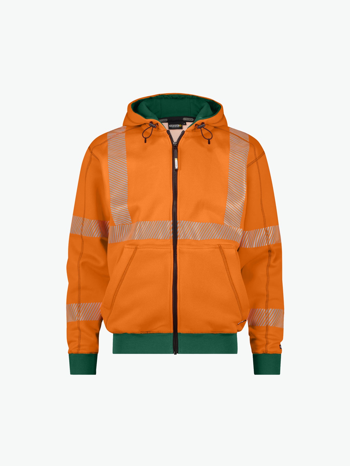Dassy Evans Hogezichtbaarheidshoodie - Fluo-Oranje/Flessengroen Werkjas HiVis Dassy
