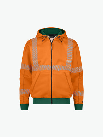 Dassy Evans Hogezichtbaarheidshoodie - Fluo-Oranje/Flessengroen Werkjas HiVis Dassy