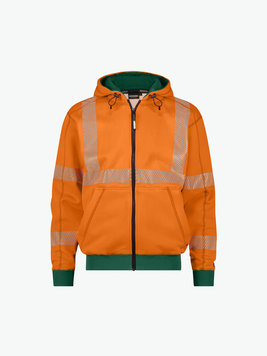 Dassy Evans Hogezichtbaarheidshoodie - Fluo-Oranje/Flessengroen Werkjas HiVis Dassy