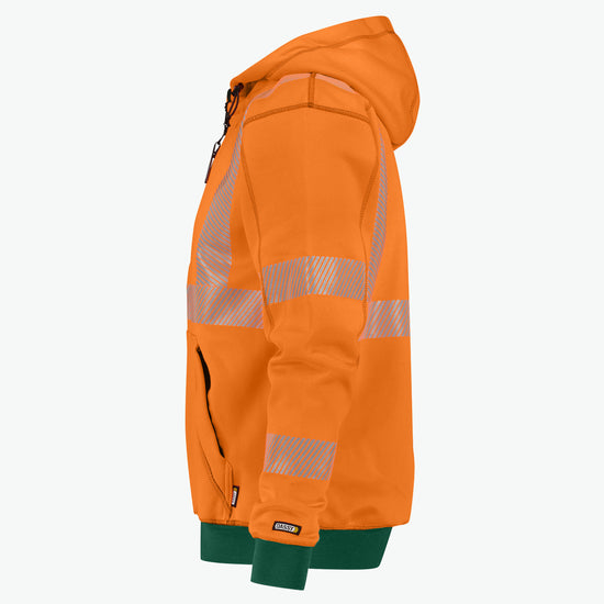 Dassy Evans Hogezichtbaarheidshoodie - Fluo-Oranje/Flessengroen Werkjas HiVis Dassy