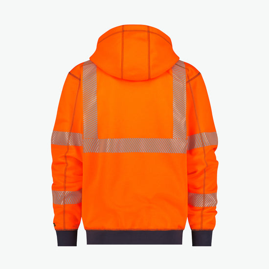 Dassy Evans Hogezichtbaarheidshoodie - Fluo-Oranje/Marineblauw Werksweater HiVis Dassy
