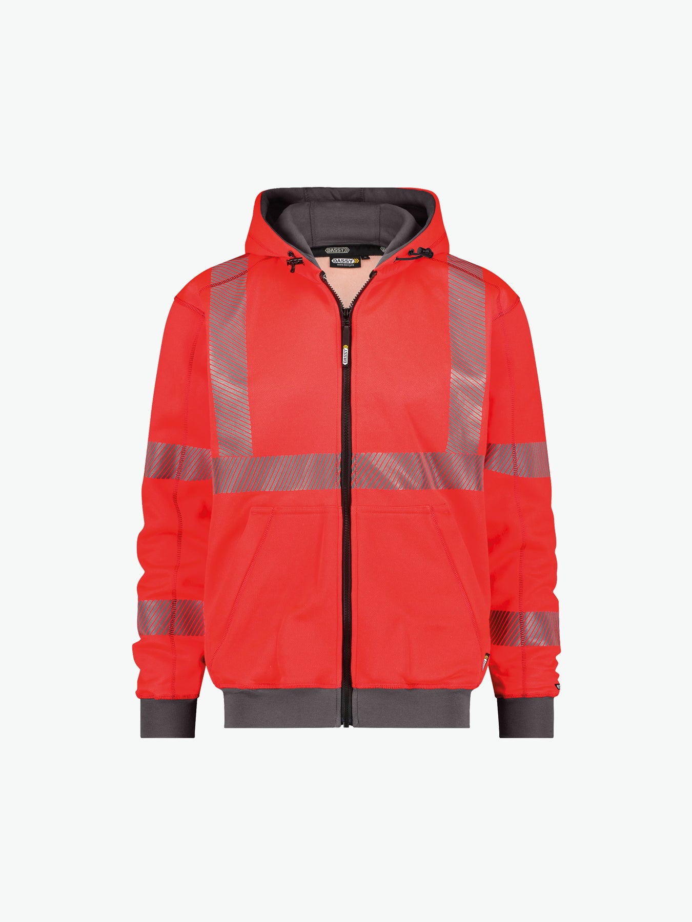Dassy Evans Hogezichtbaarheidshoodie - Fluorood/Cementgrijs Werkjas HiVis Dassy