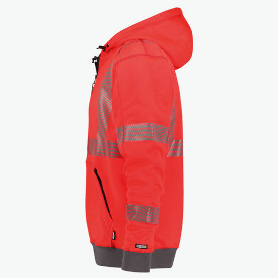 Dassy Evans Hogezichtbaarheidshoodie - Fluorood/Cementgrijs Werkjas HiVis Dassy
