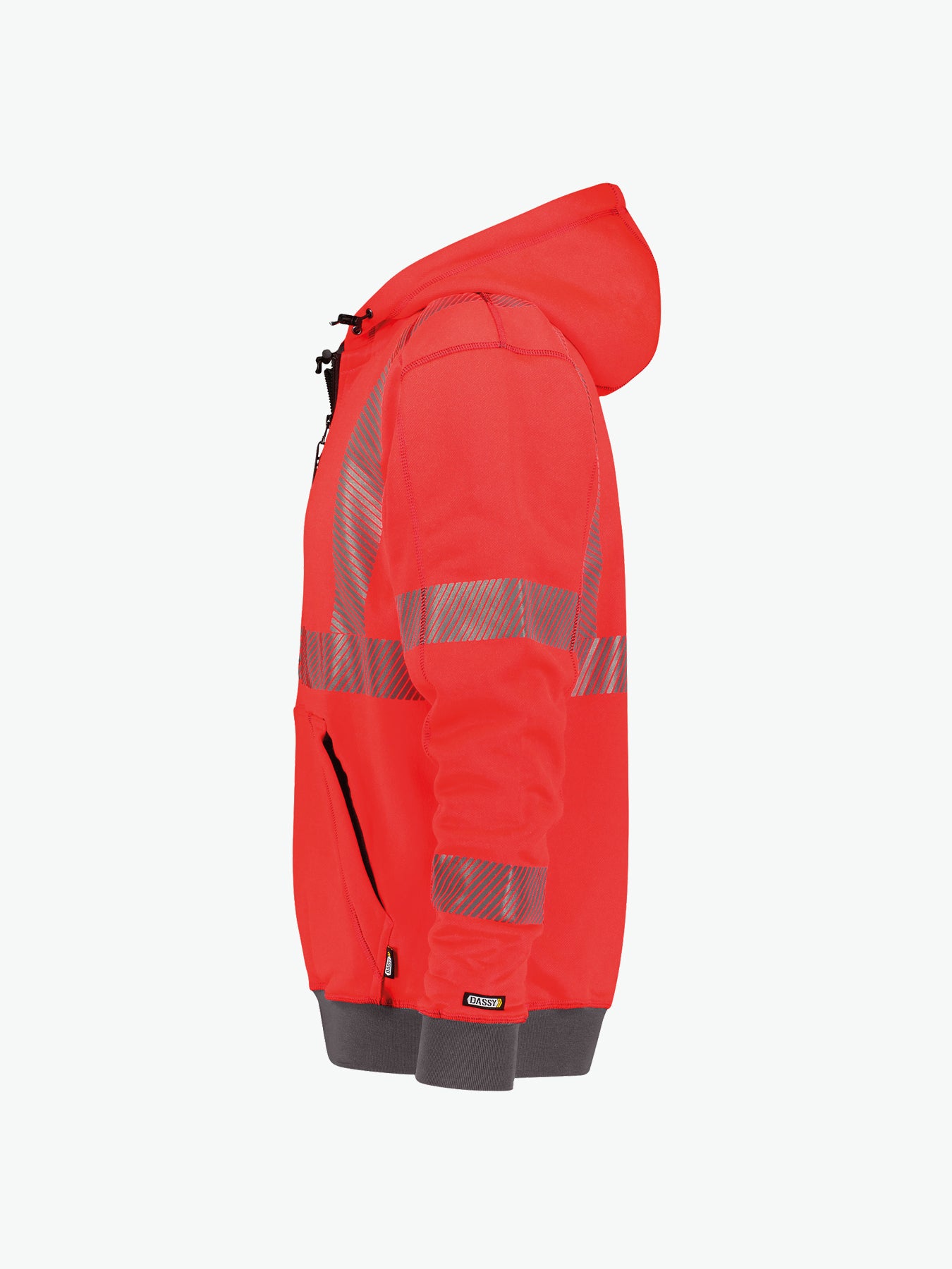 Dassy Evans Hogezichtbaarheidshoodie - Fluorood/Cementgrijs Werkjas HiVis Dassy