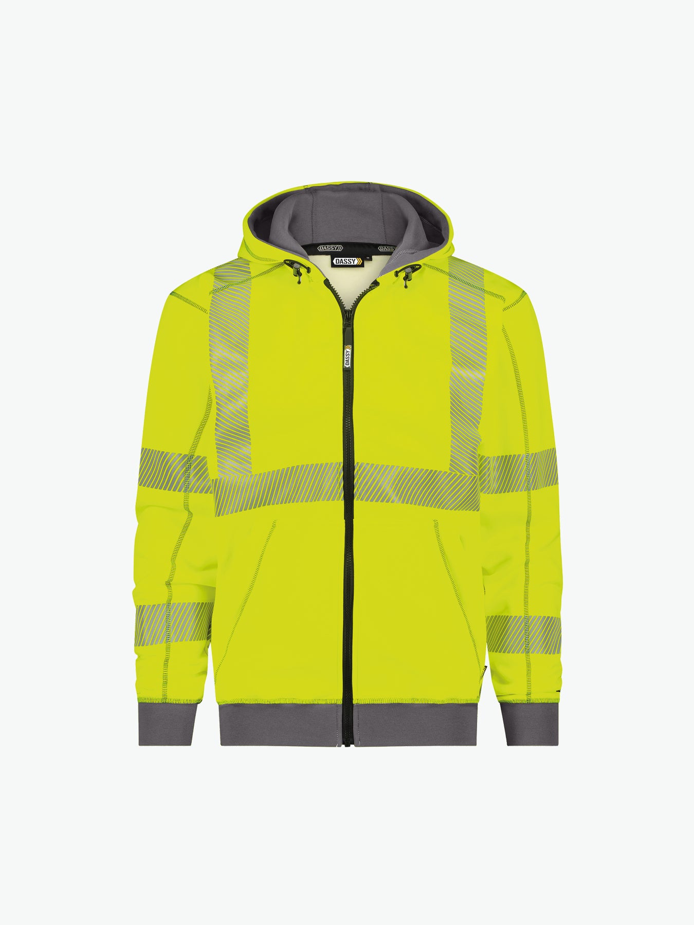 Dassy Evans Hogezichtbaarheidshoodie - Fluogeel/Cementgrijs Werksweater HiVis Dassy