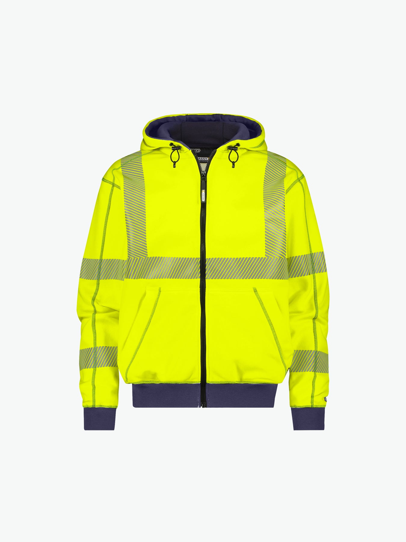 Dassy Evans Hogezichtbaarheidshoodie - Fluogeel/Marineblauw Werksweater HiVis Dassy