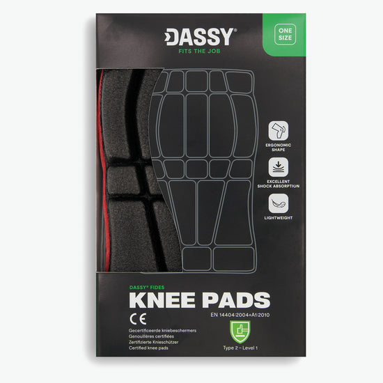 Dassy Fides Gecertificeerde kniebeschermers (Type 2, level 1) - Rood/Zwart Kniebeschermer Dassy