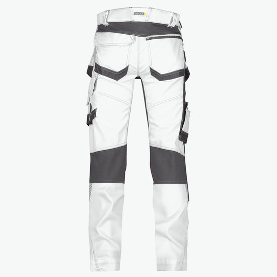 Dassy Flux Painters Schildersbroek met stretch, holsterzakken en kniezakken - Wit/Antracietgrijs Werkbroek Dassy
